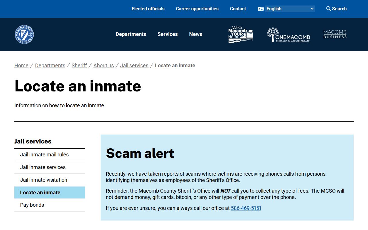 Harrison Township resident lookup and Macomb inmate lookup