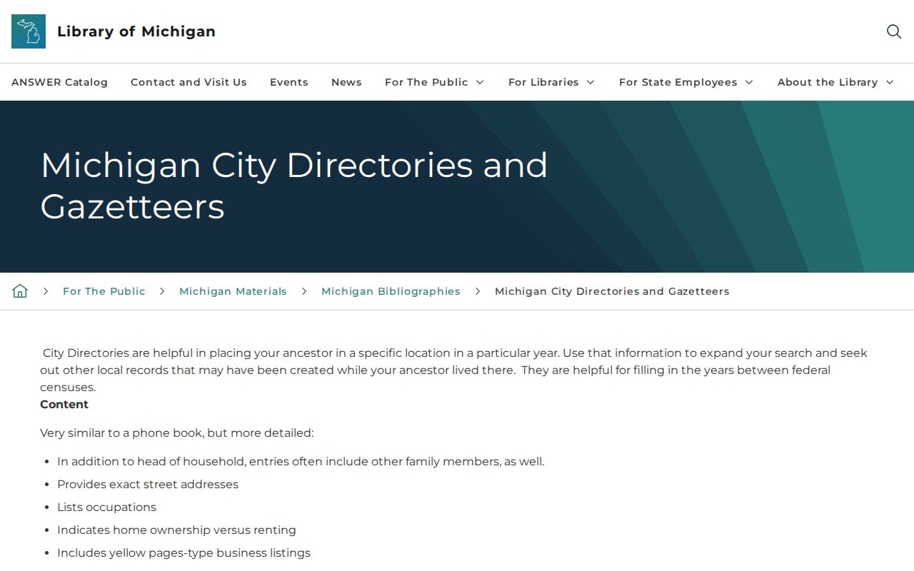 Harrison Township city directory research guide for Polk and Bresser collections