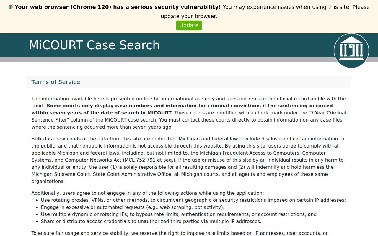 Harrison Township resident lookup using Michigan court search