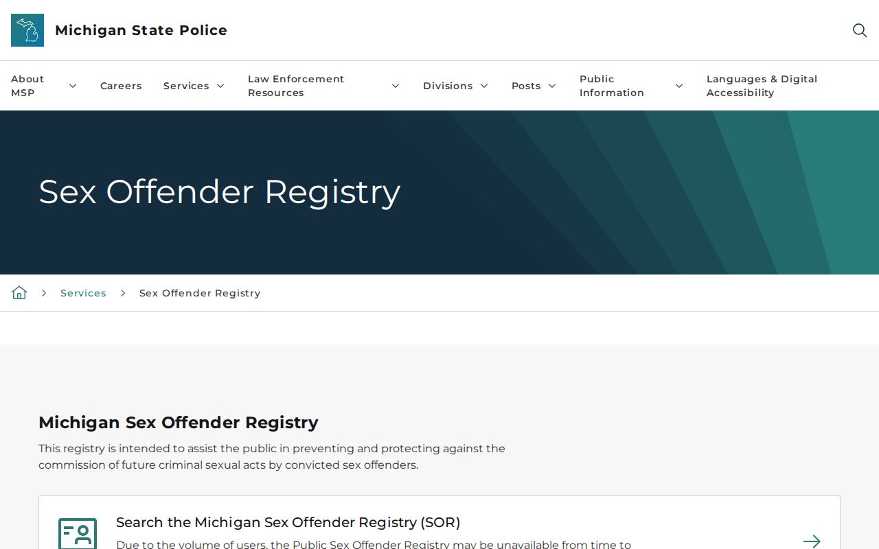 Harrison Township resident lookup through Michigan offender registry